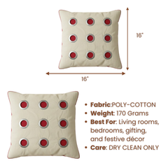 Handcrafted Maroon Accent Cushion Cover – 16"x16" | Poly Cotton | Metal Ring Detail | Premium Festive Décor