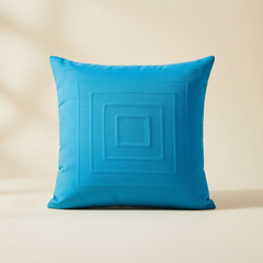 Fabric-Crafted Turquoise Cushion Cover – 16"x16" | Modern Layered Geometric Texture | Premium Poly Cotton |
