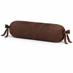 Fabric-Crafted Cylindrical Brown Bolster Cover – 9"x20" | Cotton Polyester Fabric | Lightweight & Elegant