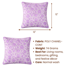 Machine-Crafted Baby Rose Cushion Cover – 12"x12" | Circular Embroidered Design | Premium Poly Channel Fabric