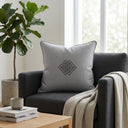 Linen Maroon Decorative Cushion Cover | 16"x16" Minimal Embroidered Cushion Cover