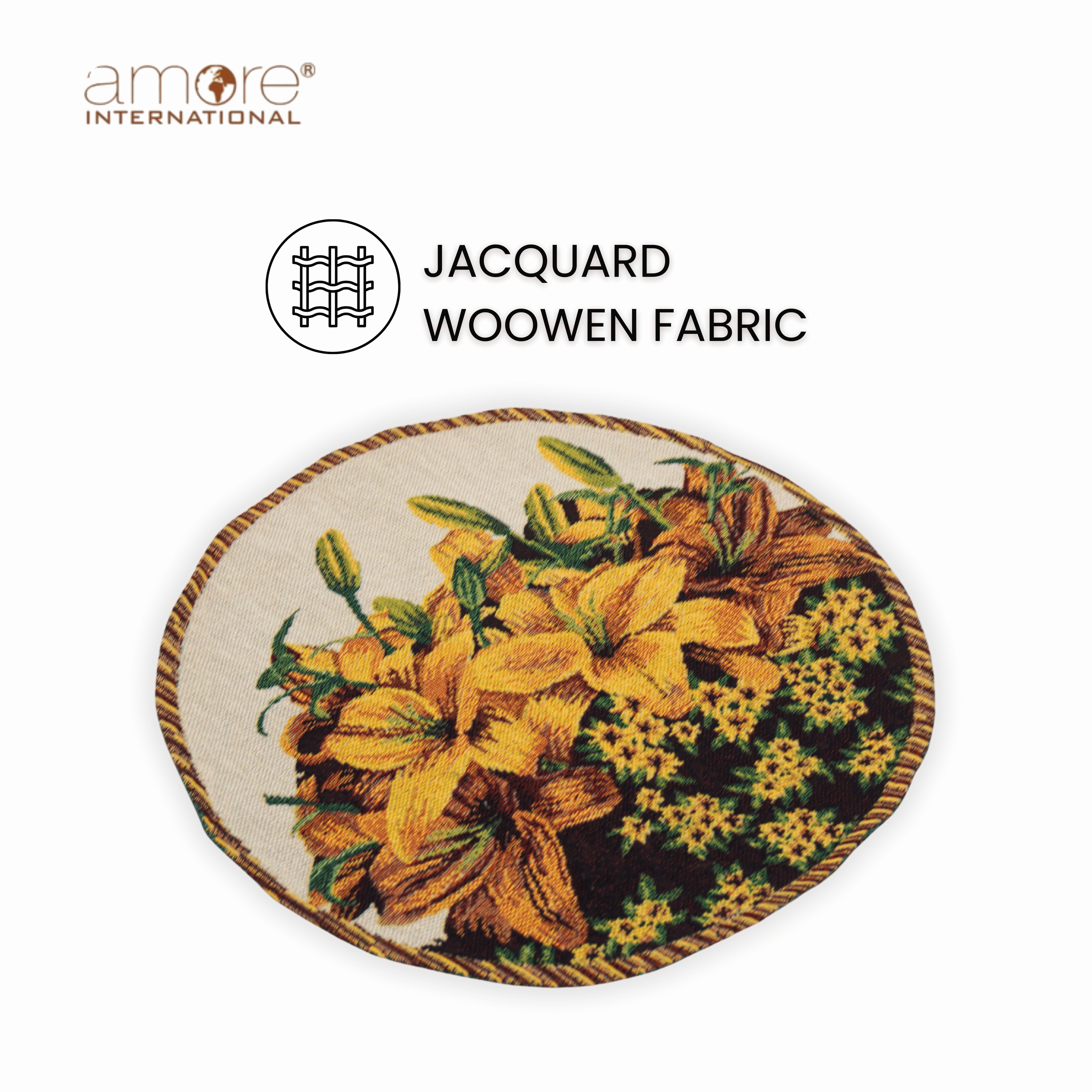 Tapestry Doily – Yellow Jacquard Woven, 12"x12"