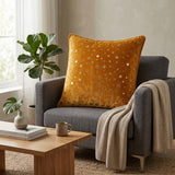 Handcrafted Orange Cushion Cover – 16"x16" | Mirror Dot Embroidery | Premium Poly Cotton | Elegant Decorative Accent