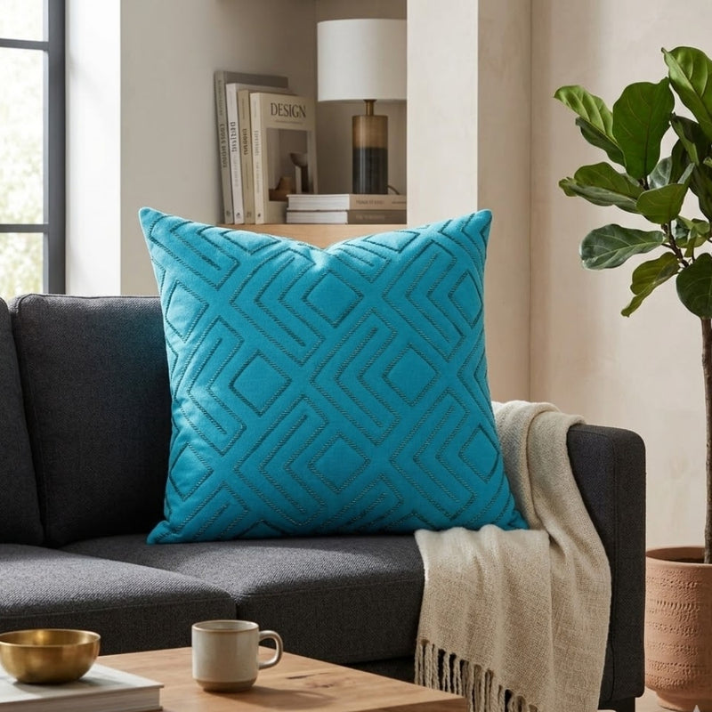 Handcrafted Cushion Cover – Turquoise | 16