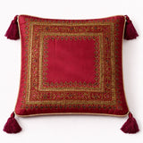 Hand Crafted Cushion Cover – Maroon | 12"x12" | Poly Cotton | Embroidered Border Design