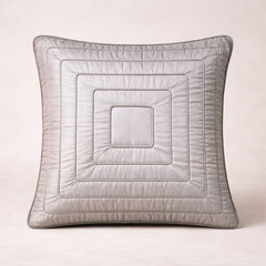 Fabric Crafted Cushion Cover – Beige | 12"x12" | Poly Cotton | Modern Textured Design