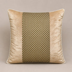 Handcrafted Cushion Cover – Gold | 16"x16" | Poly Chanil-Cotton Fabric | Premium Woven Texture Design
