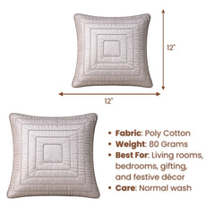 Fabric Crafted Cushion Cover – Beige | 12"x12" | Poly Cotton | Modern Textured Design