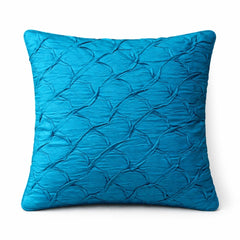 Fabric Crafted Cushion Cover – Turquoise | 12"x12" | Poly Cotton Fabric | Elegant Crinkle Texture Design
