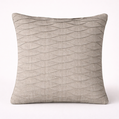 Fabric-Crafted Beige Cushion Cover – 16"x16" | Wave Textured Design | Premium Poly-Cotton