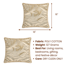 Fabric Crafted Cushion Cover – Cream | 16"x16" | Poly Cotton | Premium Shimmer Sequin Design
