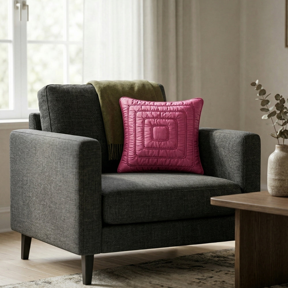 Fabric Crafted Cushion Cover – Purple | 12"x12" | Poly Cotton | Modern Textured Design