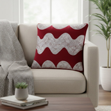 Hand-Crafted Cushion Cover – Maroon Silver | 16"x16" | Poly Chenille-Cotton | Royal Festive Statement