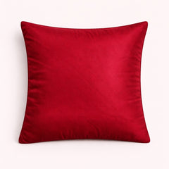 Fabric Crafted Cushion Cover – Red | 12"x12" | Poly Cotton | Traditional Border Design