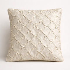 Fabric Crafted Cushion Cover – Cream | 12"x12" | Poly Cotton Fabric | Elegant Crinkle Texture Design