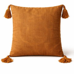 Hand Crafted Cushion Cover – Bronze | 16"x16" | Poly Cotton | Embroidered Medallion Design