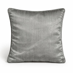 Silver Designer Cushion Cover | 16"x16" | Poly Chenille-Cotton | Embroidered Floral Cushion Cover for Sofa & Bed