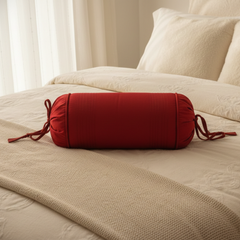 Fabric-Crafted Cylindrical Maroon Bolster Cover – 9"x20" | Polyester Fabric | Lightweight & Elegant