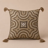 Handcrafted Cushion Cover – Golden Oak | 12"x12" | Embroidered Decorative Cushion Cover