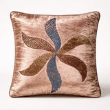Brown Designer Cushion Cover | 16"x16" | Poly Chenille-Cotton | Embroidered Floral Cushion Cover for Sofa & Bed