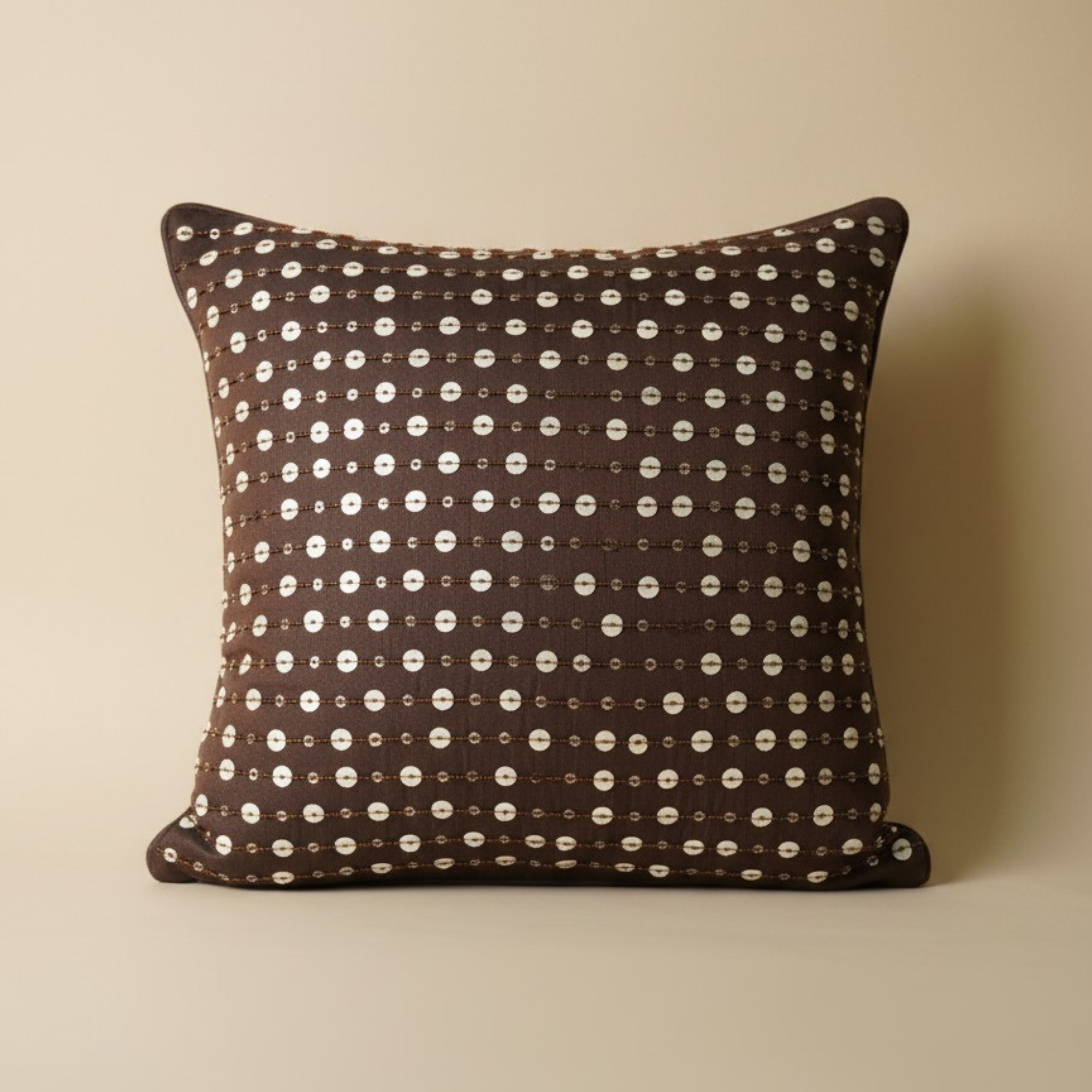 Handcrafted Brown Cushion Cover – 16"x16", Premium Poly Cotton