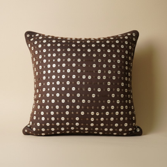 Handcrafted Brown Cushion Cover – 16"x16", Premium Poly Cotton