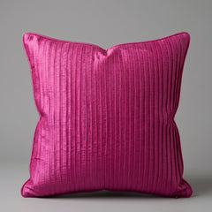 Fabric Crafted Cushion Cover – Dark Pink | 12"x12" | Poly Cotton Foam Fabric | Elegant Ribbed Texture Design