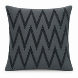 Handcrafted Cushion Cover – Black | 16"x16" | Zigzag Embroidered Decorative Cushion Cover