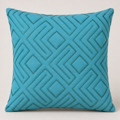 Handcrafted Cushion Cover – Turquoise | 16"x16" | Geometric Textured Design