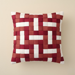 Fabric-Crafted Maroon Cushion Cover – 12"x12", Interlock Design, Premium Poly Cotton