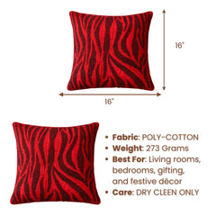 Maroon Textured Decorative Cushion Cover | 16"x16" Modern Abstract Cushion Cover