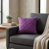 Fabric Crafted Cushion Cover – Purple | 12"x12" | Poly Cotton Fabric | Elegant Crinkle Texture Design