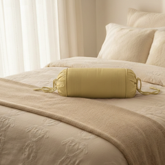 Fabric-Crafted Cylindrical Yellow Bolster Cover – 9"x20" | Polyester Fabric | Lightweight & Elegant