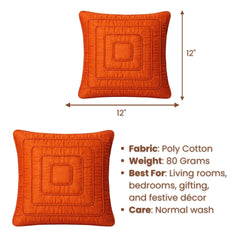 Fabric Crafted Cushion Cover – Burgundy | 12"x12" | Poly Cotton | Modern Textured Design