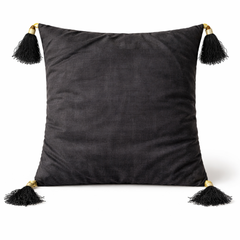 Hand Crafted Cushion Cover – Black | 16"x16" | Poly Cotton | Embroidered Medallion Design