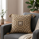 Handcrafted Cushion Cover – Light Gold | 12"x12" | Decorative Embroidered Cushion Cover