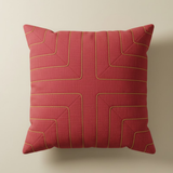 Fabric-Crafted Maroon Cushion Cover – 12"x12" | Modern Geometric Line Texture | Premium Poly Cotton