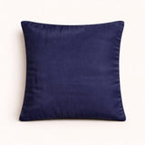 Fabric Crafted Cushion Cover – Navy Blue | 12"x12" | Poly Cotton | Traditional Border Design