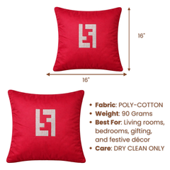 Handcrafted Maroon Cushion Cover – 16"x16" | Minimal Embellished Design | Premium Poly Cotton