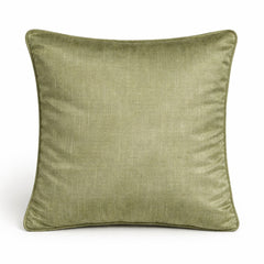 Hand Crafted Cushion Cover – Green | 16"x16" | Poly Chenille-Cotton Fabric | Elegant Embroidered Leaf Design