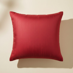 Fabric-Crafted Maroon Cushion Cover – 12"x12" | Modern Geometric Line Texture | Premium Poly Cotton