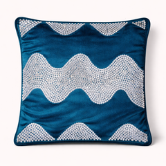 Hand-Crafted Cushion Cover – Bottle Green Silver | 16"x16" | Poly Chenille-Cotton | Elegant Festive Décor