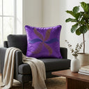 Hand Crafted Cushion Cover – Purple | 16"x16" | Poly Chenille-Cotton Fabric | Elegant Embroidered Leaf Design