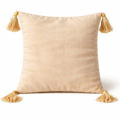 Hand Crafted Cushion Cover – Camel | 16"x16" | Poly Cotton | Embroidered Medallion Design