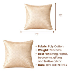 Fabric Crafted Cushion Cover – Cream | 12"x12" | Poly Cotton | Elegant Textured Design