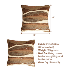 Handcrafted Brown Cushion Cover – 16"x16"