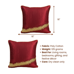 Fabric Crafted Maroon Cushion Cover – 16"x16" | Premium Poly Cotton