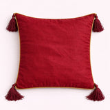 Hand Crafted Cushion Cover – Maroon | 12"x12" | Poly Cotton | Embroidered Border Design