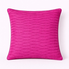 Fabric-Crafted Pink Cushion Cover – 16"x16" | Wave Textured Design | Premium Poly-Cotton