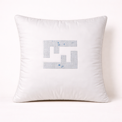 Handcrafted White Cushion Cover – 16"x16" | Minimal Embellished Design | Premium Poly Cotton